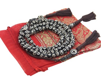 Tibetisch-buddhistische Spiral Mala Halskette 108 Yak-Knochenperlen ohne Seidenbeutel