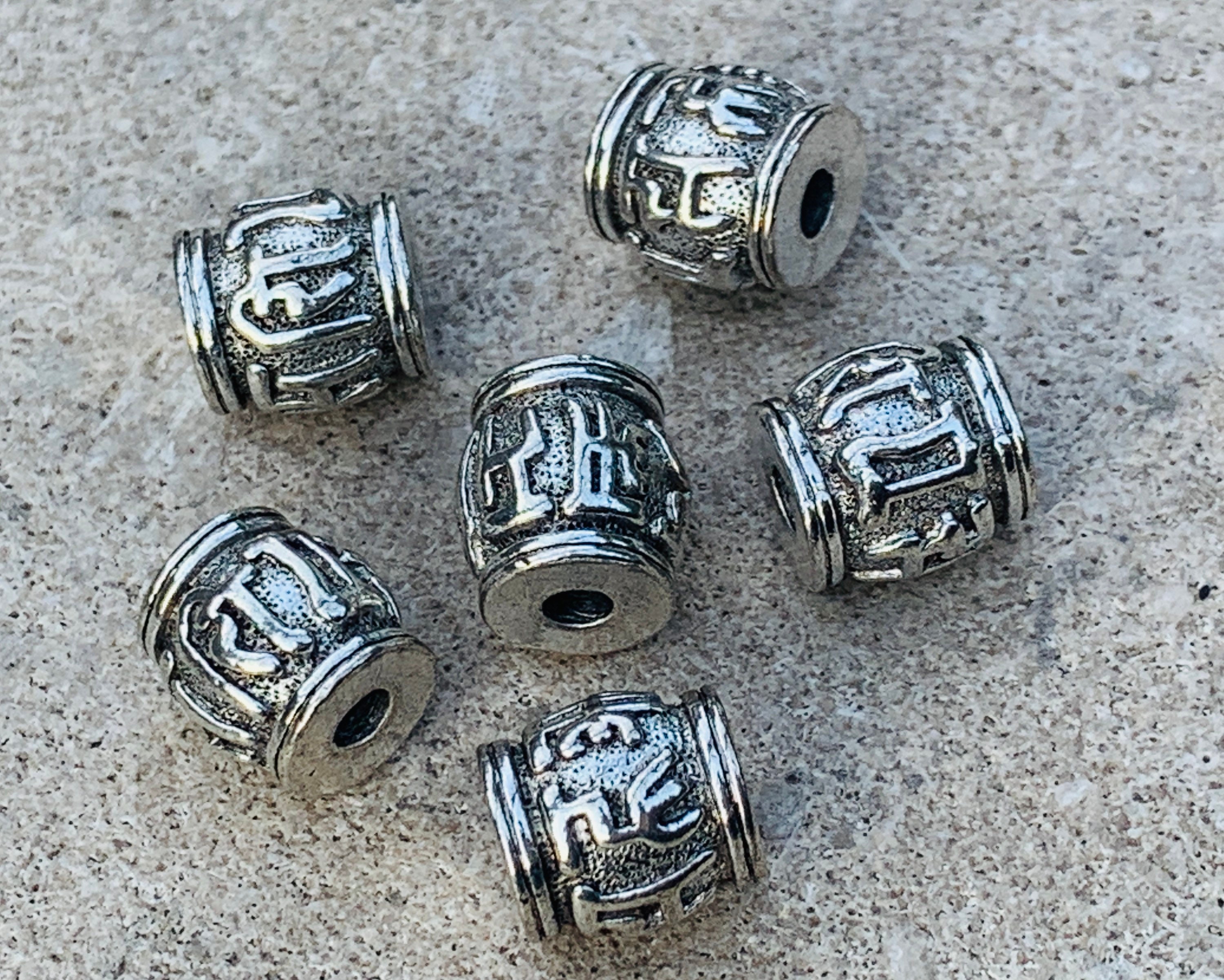 100g Silver Tibetan Beads Sterling Beads Silver Spacer Beads with Hole  Metal Bead Caps Antique Silver Beads Spacers Craft for Bracelets Crafts