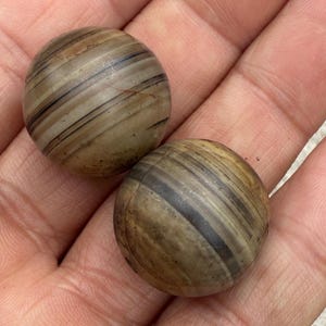 Indo-Himalayan Ancient Suleimani Beads | Antique Agate | Tribal Ethnic Jewelry | Rare Spiritual Healing Amulet 2 pcs