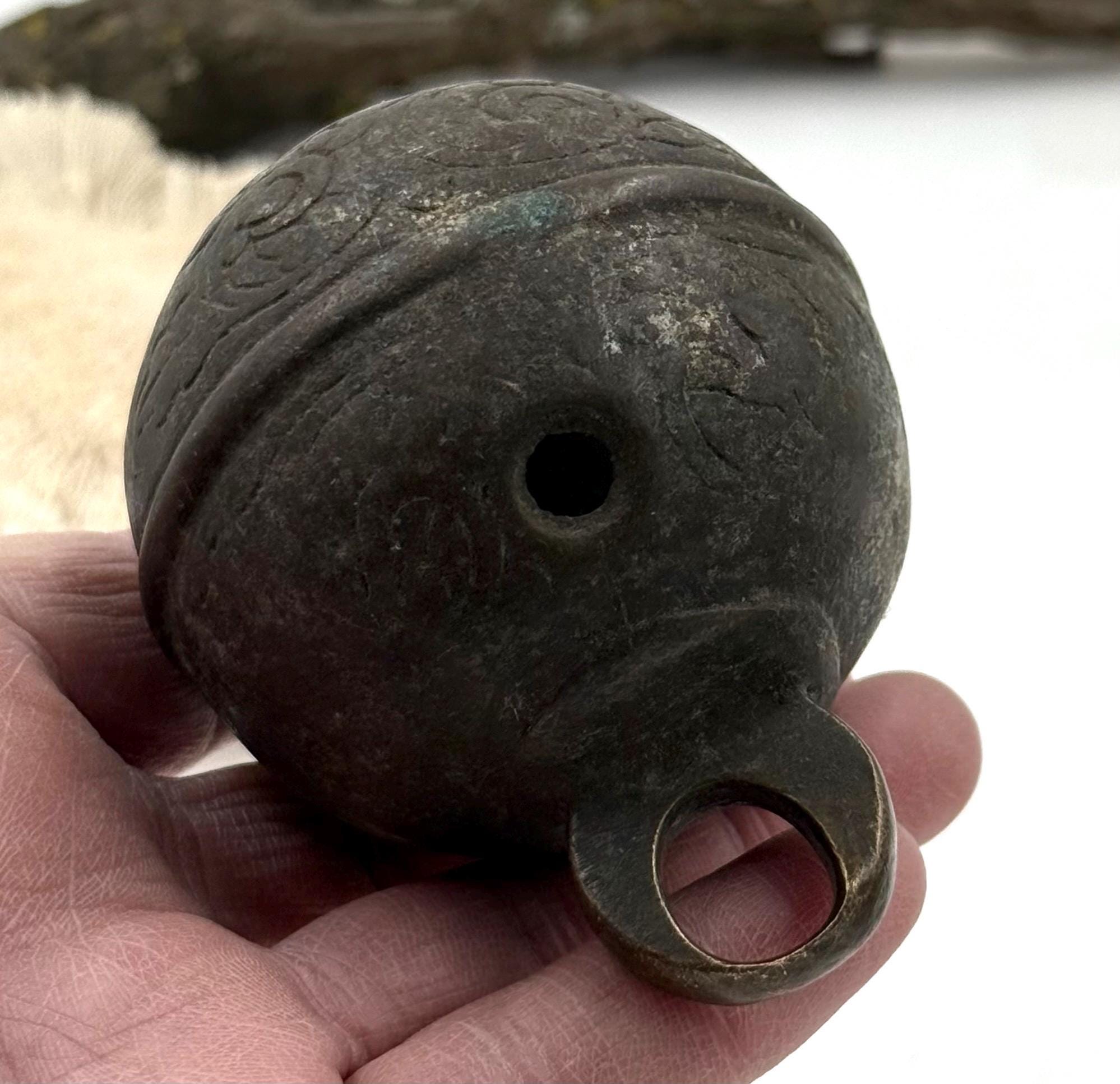 Grand Traîneau Ancien - Cloche Vache/cheval En Bronze, Patine Riche, Vintage Inde