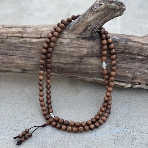 Tibetan Meditation Kadam wood 108 Beads Mala, Prayer Beads, Buddhist Prayer Beads, Wood Mala Yoga Necklace, Hindu Prayer Beads