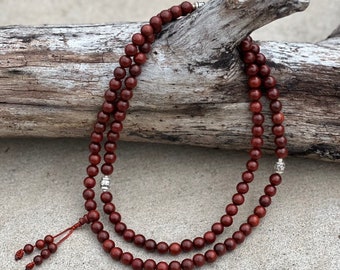 Tibetan Buddhist Genuine Rosewood Mala / Rosary 108 Beads / Free Silk Pouch