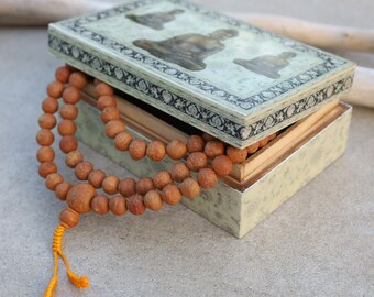 Tibetan Rare To Find Buddhist Meditation Nepal Bodhi Seed Mala / Rosary 108 Small 12mm Beads With Silver Markers Free Buddha Box