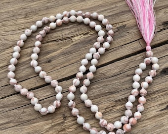 Hand-Knotted Red Jasper Mala: 108 Bead Meditation Necklace
