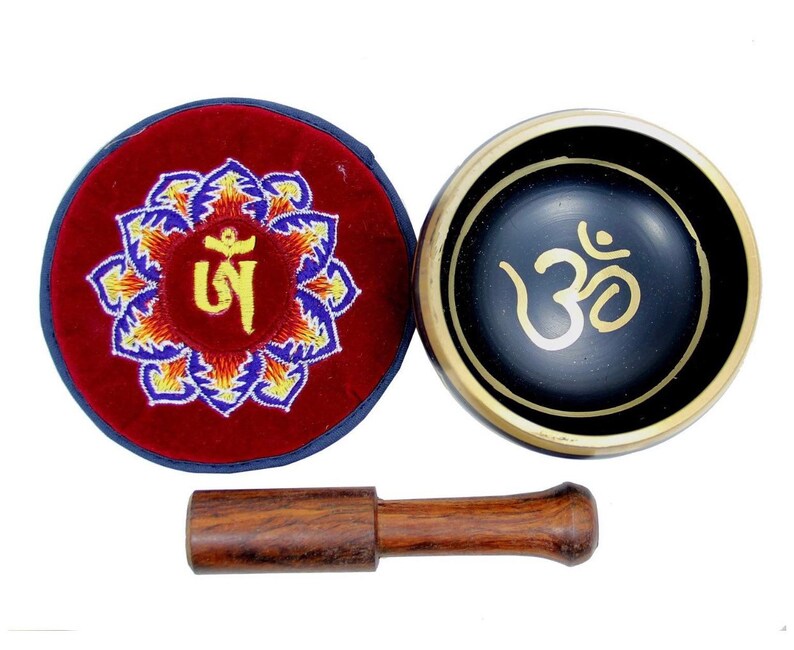 Tibetan Singing Bowl Complete Set Hindu Om With Mallet and Etsy
