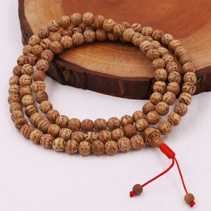 Tibetan Buddhist Meditation Bodhi Seed Mala Rosary 108 Beads With Free Mala Bag image 1