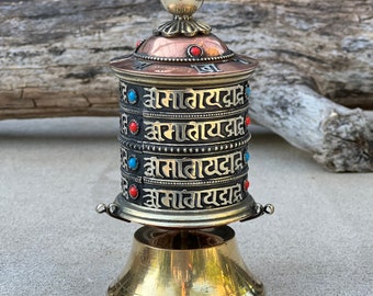 Tibetan Tabletop Buddhist Spinning Prayer Wheel