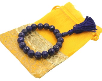 Tibetan Lapis Lazuli 18 Beads Wrist Mala Bracelet for Meditation With Free Pouch