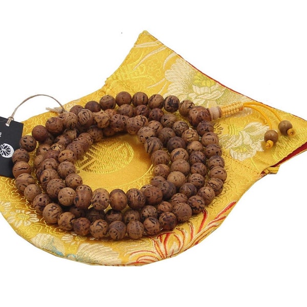 Tibetan Buddhist Meditation Bodhi Seed Mala Rosary 108 Beads With Free Pouch