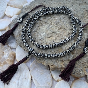 Tibetan  DZI 108 Bone Beads Mala With Counter Meditation and Yoga