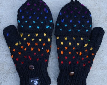 1-3 years HomeDay Kids Knitted Mittens with String Fluffy-Lined Cartoon Winter Gloves