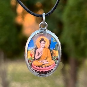 Buddha  Enamel Pendant Yoga Meditation Necklace