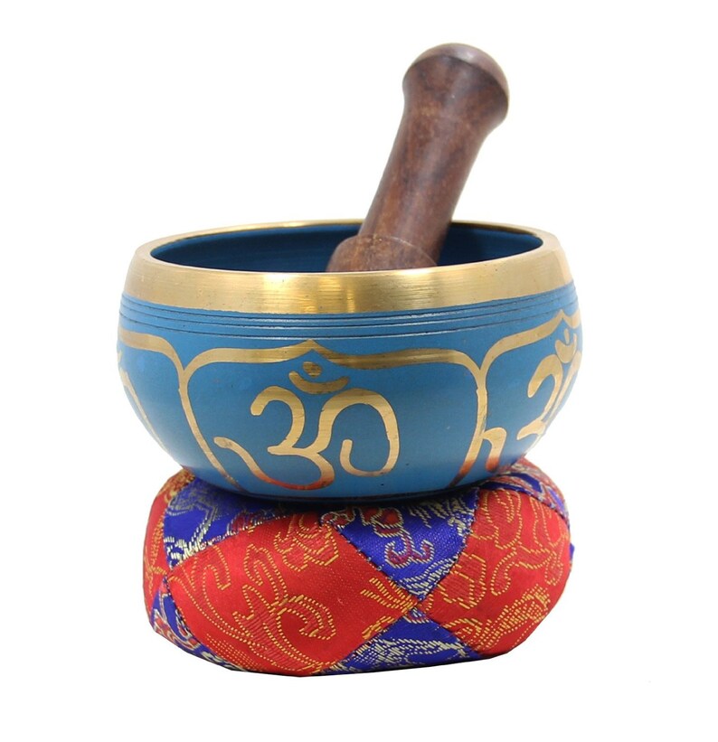 Tibetan Singing Bowl Complete Set Hindu Om With Mallet and Etsy