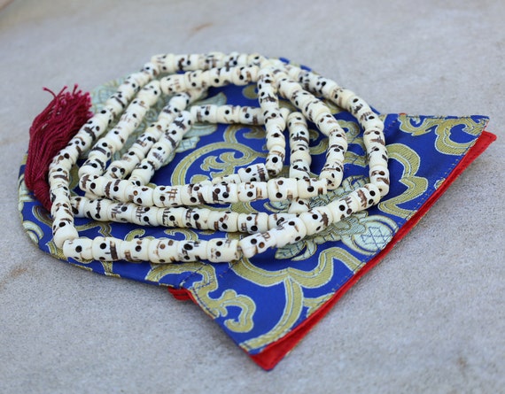 Tibetan Buddhist Mala shaman Rosary 108 YAK BONE SKULL Prayer Beads Necklace 