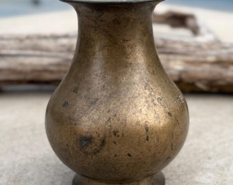 Antique Mughal Bronze Vase: Hand-Forged Indian Water Pot (17th-18th Century)