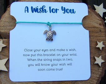 Sea Turtle Wish Bracelet, Silver Wish Bracelet, Sea Turtle Friendship Bracelet, Sea Turtle Jewelry, Cord Bracelet, Sea Turtle Charm Bracelet