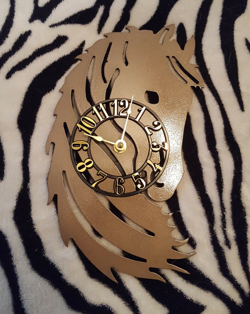 Wall Clock Horse Country Western Steel