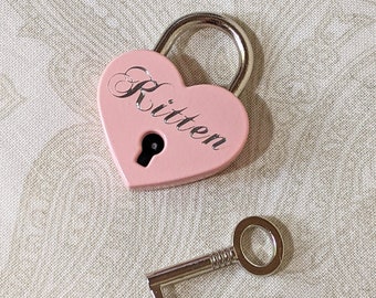 Large Pink Heart Lock Padlock - Personalized Diamond Engraving | PLEASE READ DESCRIPTION!