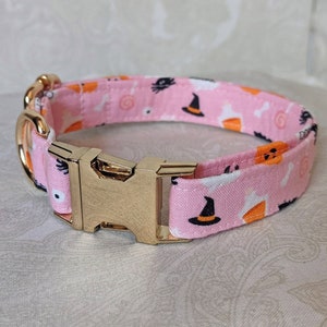 3/4&quot; Cute Pink Halloween Cotton Adjustable Puppy/Kitten Collar | Kittenplay Petplay Gear bble7