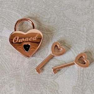 Small Rose Gold Heart Lock Padlock - Personalized Diamond Engraving | PLEASE READ DESCRIPTION!