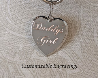 Large Silver Tone 3-D Heart Tag - Personalized Diamond Engraving - Pet Tag Pendant | Please Read Description!