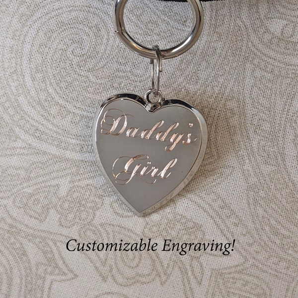 Large Silver Tone 3-D Heart Tag - Personalized Diamond Engraving - Pet Tag Pendant | Please Read Description!