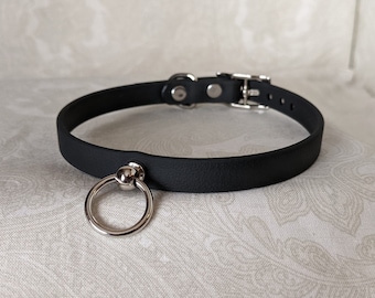 1/2&quot; Vegan Leather Day Collar Choker w/ Loop | Slim, Comfortable, COLORFUL OPTIONS, Waterproof, Latex Free | Handmade to Order