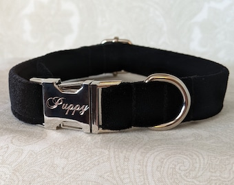 Customizable Engraved Luxe Velvet Puppy Kitten Collar | Kittenplay Petplay Gear bble7