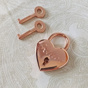 Large Rose Gold Heart Lock Padlock - Personalized Diamond Engraving | PLEASE READ DESCRIPTION!