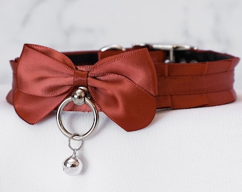 Orange Spice Pleated Buckling Satin Lined Kittenplay Petplay Collar bble7