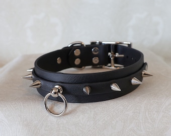 1&quot; Spiked Layered Collar w/ Loop | Durable & Comfortable, COLORFUL OPTIONS, Waterproof, Latex Free | BioThane - Vegan Leather Alternative