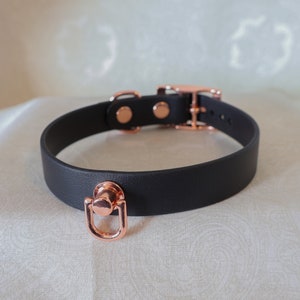 3/4&quot; Rose Gold Hardware Collar | Durable & Comfortable, COLORFUL OPTIONS, Waterproof, Latex Free | BioThane - Vegan Leather Alternative