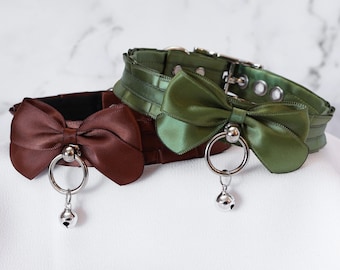 Customizable Pleated Satin Ribbon Lined Buckling Kittenplay Petplay Collar bble7