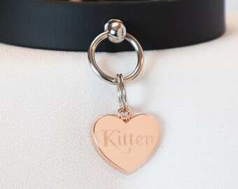 Rose Gold 3-D Heart Tag - Personalized Diamond Engraving - Pet Tag Pendant | Please Read Description!