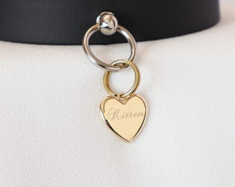 Mini Gold Tone Heart Tag - Personalized Diamond Engraving - Pet Tag Pendant | Please Read Description!