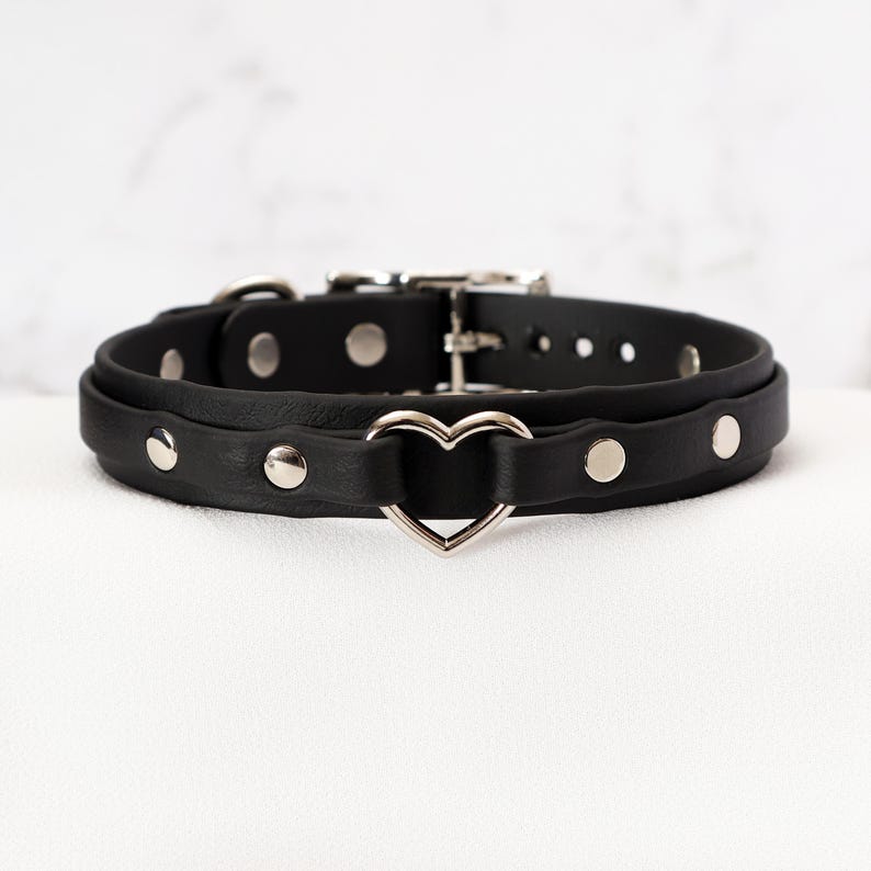 3/4" Heart Ring Layered Collar | Durable & Comfortable, COLORFUL OPTIONS, Waterproof, Latex Free | BioThane - Vegan Leather Alternative image 2