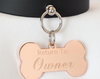 XL Rose Gold Bone Tag - Personalized Diamond Engraving - Pet Tag Pendant | Please Read Description!