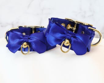 Customizable Cuffs - Pleated Style Satin Ribbon Lined Buckling Kittenplay Petplay bble7
