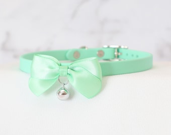 3/8" Mint Bow Day Collar Choker | Durable & Comfortable, COLORFUL OPTIONS | BioThane - Vegan Leather Alternative bble7
