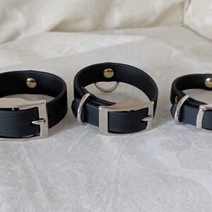 One Pair Buckling Biothane Cuffs 3 Sizes Many Colors Customizable Vegan Faux Leather BDSM Cuffs Bondage Kittenplay Petplay image 2