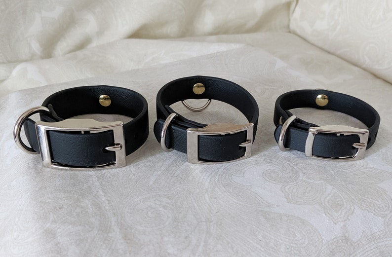 One Pair Buckling Biothane Cuffs 3 Sizes Many Colors Customizable Vegan Faux Leather BDSM Cuffs Bondage Kittenplay Petplay image 2