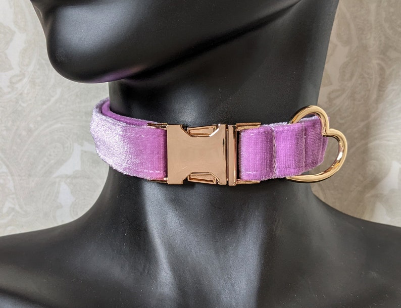 Build Your Own Heart Ring Luxe Plush Velvet Adjustable 3/4 Puppy/Kitten Collar BDSM Bondage Kittenplay Petplay Gear image 5