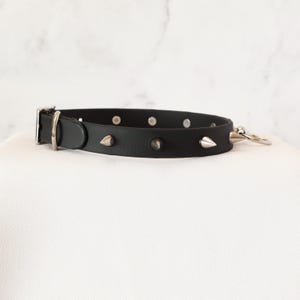 5/8" Vegan Leather Spiked Collar Choker w/ Loop | Comfortable, COLORFUL OPTIONS, Waterproof, Latex Free | 10mm Silver Spikes image 2