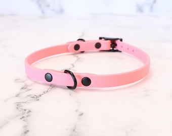 3/8" Light Pink Vegan Leather Day Collar Choker w/ Dring | Petite, Comfortable, COLORFUL OPTIONS, Waterproof, Latex Free | Handmade to Order