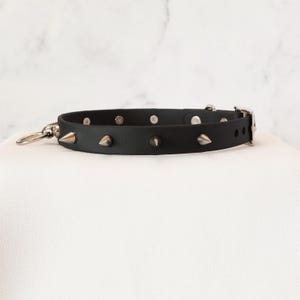 5/8" Vegan Leather Spiked Collar Choker w/ Loop | Comfortable, COLORFUL OPTIONS, Waterproof, Latex Free | 10mm Silver Spikes image 4