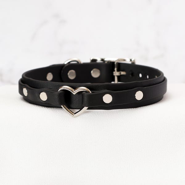 3/4" Heart Ring Layered Collar | Durable & Comfortable, COLORFUL OPTIONS, Waterproof, Latex Free | BioThane - Vegan Leather Alternative