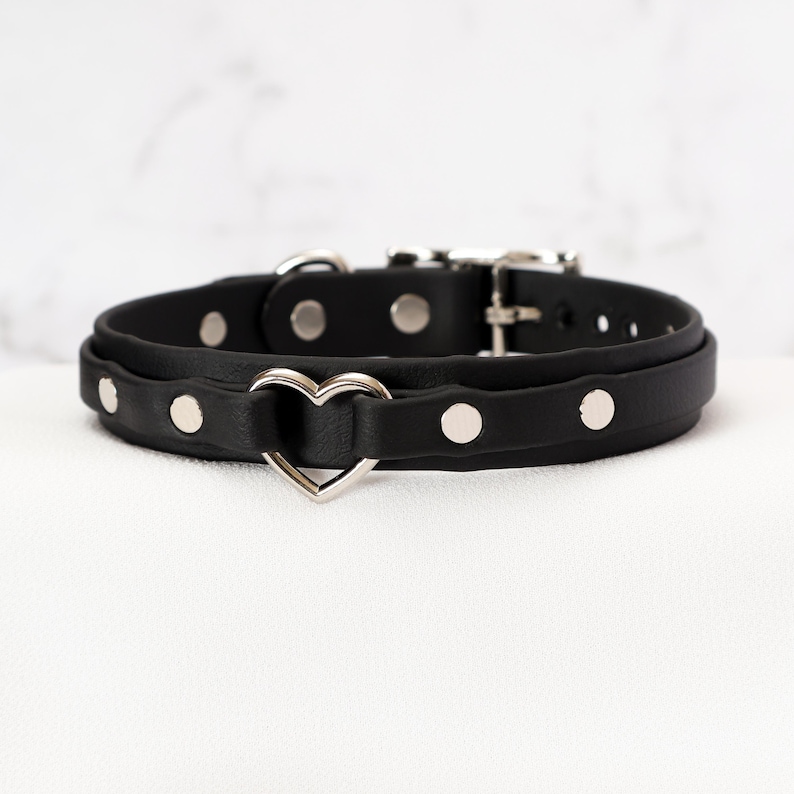 3/4" Heart Ring Layered Collar | Durable & Comfortable, COLORFUL OPTIONS, Waterproof, Latex Free | BioThane - Vegan Leather Alternative image 1