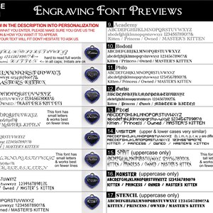 K&ouml;nnte beinhalten: Eine Tabelle mit 17 verschiedenen Schriftarten f&uuml;r die Gravur auf einem herzf&ouml;rmigen Anh&auml;nger. Jede Schriftart wird mit dem Alphabet in Gro&szlig;- und Kleinschreibung, Zahlen und Satzzeichen angezeigt. Die Tabelle enth&auml;lt auch eine Beschreibung jedes Schriftstils, z. B. ob er nur in Gro&szlig;buchstaben ist oder kleine Buchstaben hat.