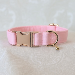 3/4&quot; Light Pink and Gold Adjustable Cotton Puppy/Kitten Collar | Kittenplay Petplay Gear bble7