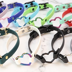 1/2&quot; Heart Ring Day Collar Choker | Durable & Comfortable, COLORFUL OPTIONS, Waterproof, Latex Free | BioThane - Vegan Leather Alternative